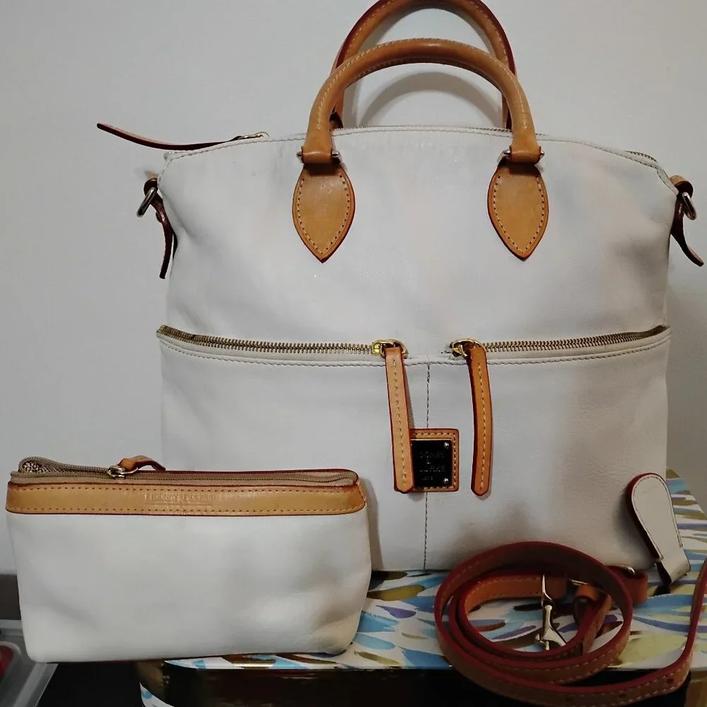 Dooney & Bourke Dillon dbl. pocket satchel White, good condition - Picture 1 of 16